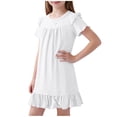 thumbnail image 2 of CHEEREAM Nightgown Dress For Girls Pleated Summer Short Sleeve Ruffle Hem Swing Mini Dresses for Kids Bowtie Decorated Daily Wear, 2 of 8