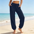thumbnail image 3 of Resicozy Womens Joggers with Pockets Drawstring Elastic Waist Athletic Lounge Pants Casual Fashion Solid Color Trousers Navy M, 3 of 5