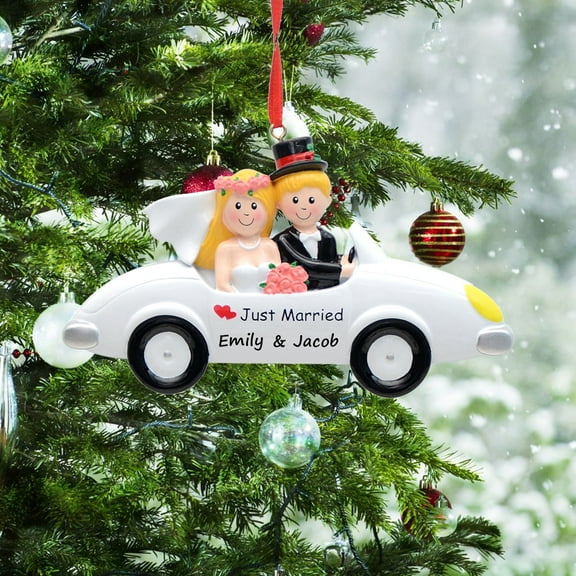 Maxora Personalized Ornaments Customized Christmas Ornament Just Married Blonde Hair Ornament Free Customize