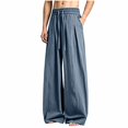 thumbnail image 2 of Blmnix Linen Pants Trousers for Men Low Rise Baggy Palazzo Comfy Pants Jeans Long Wide-Leg Green Summer Pants,XXXXXL, 2 of 6