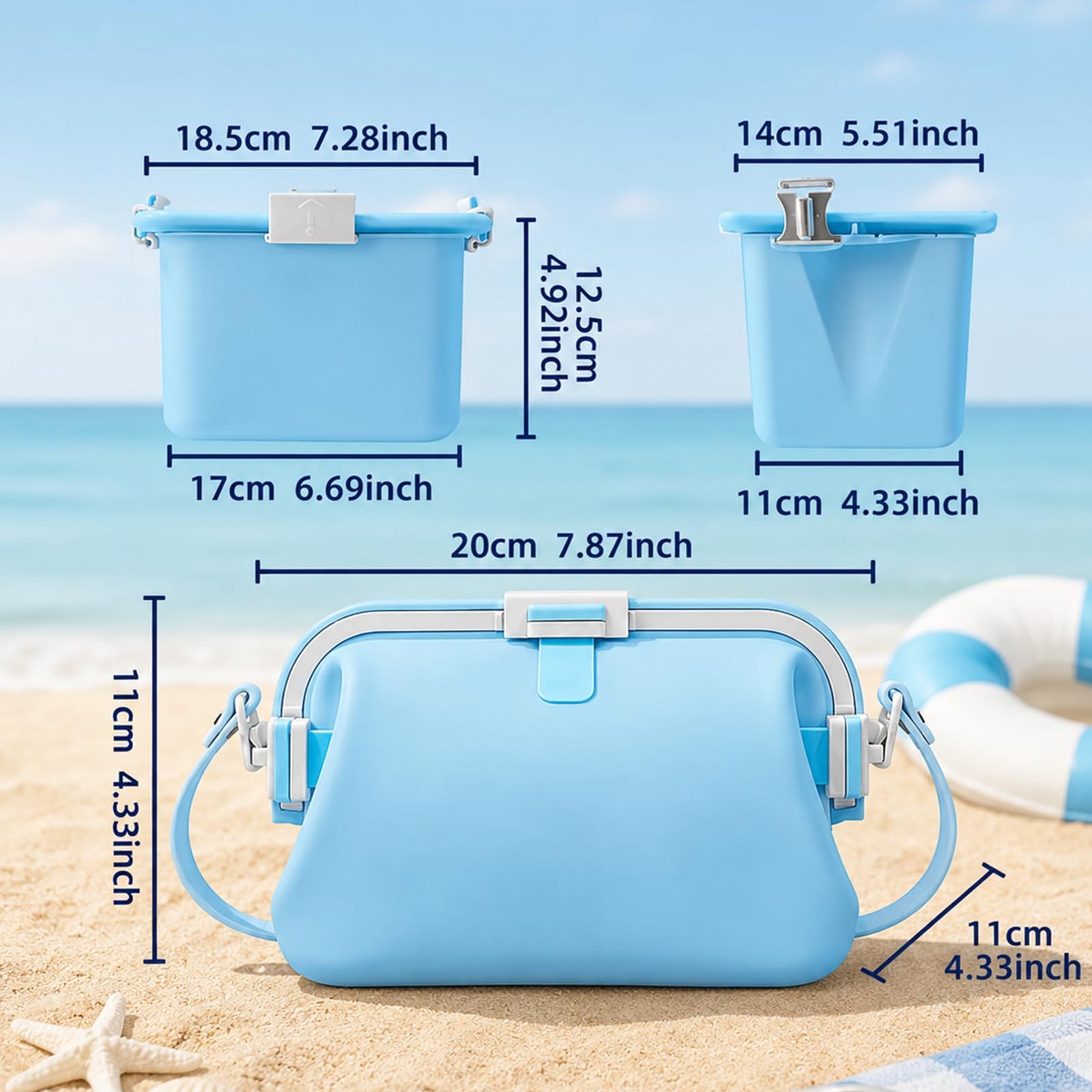 Huggea Waterproof Purse Beach Bag, Jellybean Waterproof Bag That Opens Into A Box, Silicone Jellybean Purse,Summer Jelly Bean Bag for Women,Foldable Jelly Bean Purse Shoulder Strap Randow Color