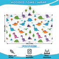 thumbnail image 2 of White Dinosaurs Landscapes Pattern Hooded Bath Towel，60"x35" for Ages 3 To 12 Kids, Quick Dry Lightweight Soft Microfiber Hood Beach Towel Cover Up for Kids, 2 of 7