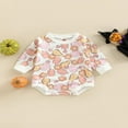 thumbnail image 2 of Newborn Baby Halloween Romper  Long Sleeve  Neck Cartoon Print One-Piece Bodysuit, 2 of 7
