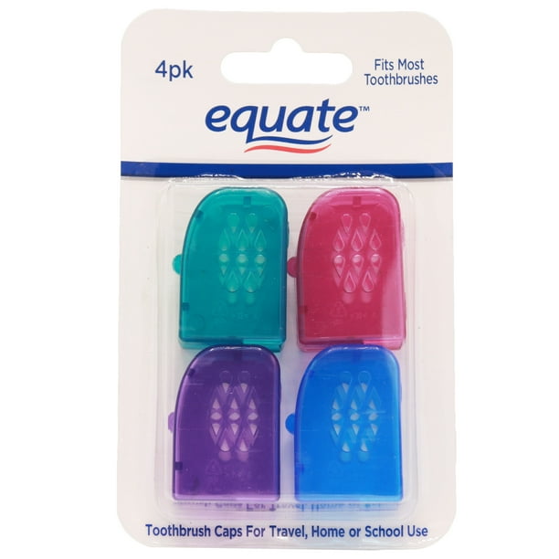 Equate Travel Toothbrush Cap, 4 Ct, Multicolor