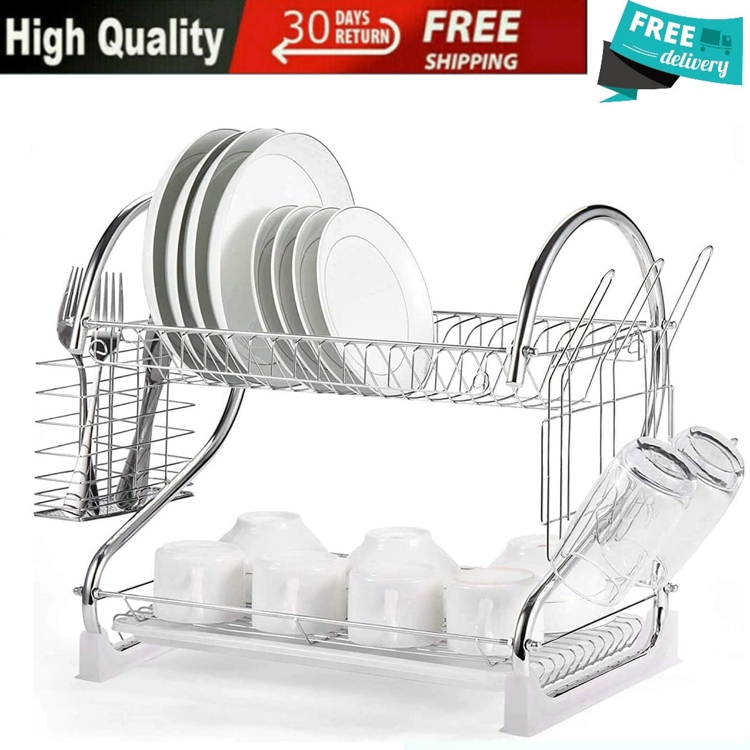 Dual Layers Dish Drying Rack Kitchen Collection Shelf Drainer Organizer Holder 