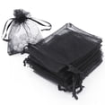 thumbnail image 1 of 100 Pcs Organza Gift Bags 3x4" with Drawstring for Jewelry Favors-black-, 1 of 6