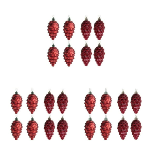kurtrusly 8piece Christmas Decorations Exquisite Pine Cone Decorations For Magical Wine Red 3Set