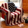 thumbnail image 3 of American Flag Blankets Bed Sofa Couch Cover Cotton Knit Throw Chair Blanket with Tassels Bedspread Sofa Cover Patriotic For House Decor 130x180cm, 3 of 7