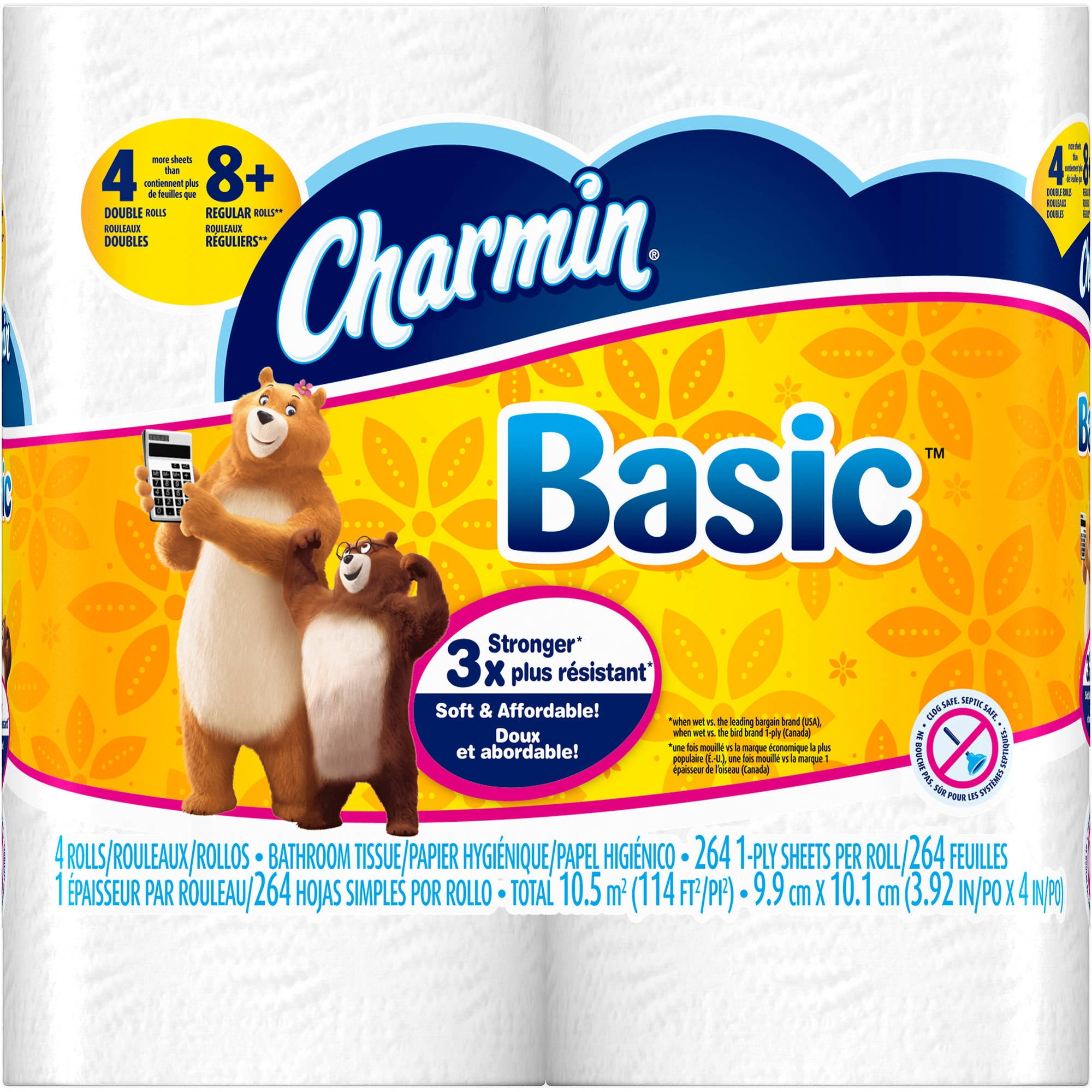 Charmin Bathroom Tissue charmin basic toilet paper double rolls, 264 sheets, 4 rolls Charmin Bathroom Tissue charmin basic toilet paper double rolls, 264 sheets, 4 rolls