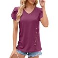 thumbnail image 3 of Camisetas de manga corta para mujer, camisetas casuales de moda con cuello en V, camisetas sueltas informales de verano de manga corta, Top Lo, 3 of 5