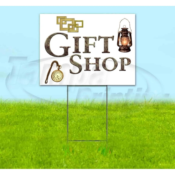 Gift Shop (18" x 24") Yard Sign, Includes Metal Step Stake