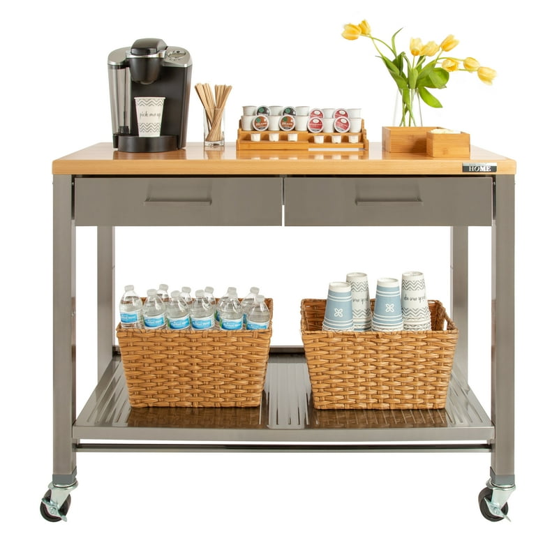 Seville Classics UltraHD Stainless Steel Workcenter Rolling Kitchen Island Cart with Drawers and Peg Boards Walmart