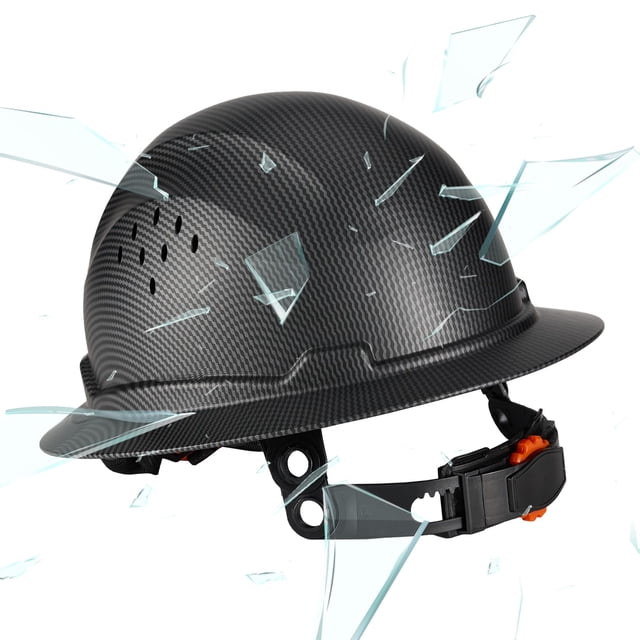 Casco COOLJOB con Ala Completa Patrón de Fibra de Carbono OSHA