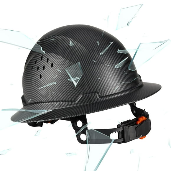 Casco COOLJOB con Ala Completa Patrón de Fibra de Carbono OSHA