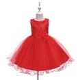 thumbnail image 1 of Vestido para niños Vestido para niñas Vestido rojo con flores Vestido de malla abullonada para niños, 1 of 6