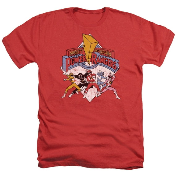 Power Rangers - Retro Rangers - Heather Short Sleeve Shirt - XX-Large