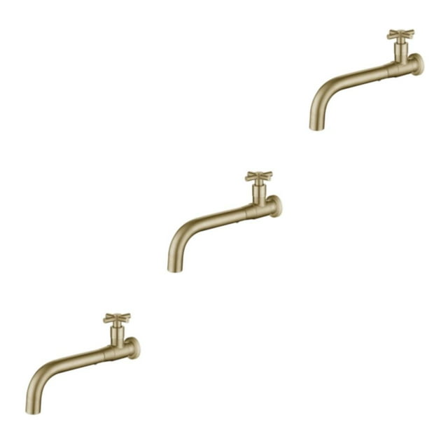 Maytalsory Easy Installation Basin Universal Fit Long Lasting Metal Single Cold Wall Mounted Sink Wall 03 Gold 3Set