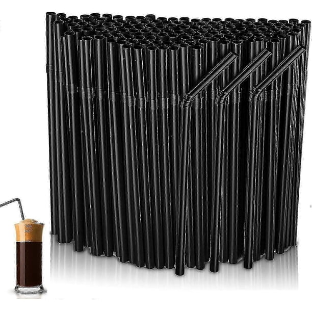 600 Pcs Plastic Straws, Black Reusable Straws For Drinks From Bar Party Home, 22 Cm (calibre 6 Mm) 26-27s