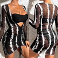 thumbnail image 4 of Women 3Piece Bikinis Set Swimsuits with Drawstring Cover Ups Beach Dress Bathing Suit Push Up Bathing Suits Beachwear XL, 4 of 4