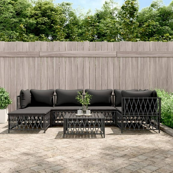 vidaXL 7 Piece Patio Lounge Set with Cushions Anthracite Steel