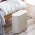 thumbnail image 2 of HANAMYA 8 Liter Slim Trash Can w/Press Top Lid Garbage Bin for Bathroom in White, 2 of 7