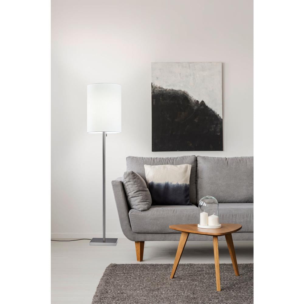Adesso® Liam Floor Lamp, 60-1/2"H, White Shade/Brushed Steel