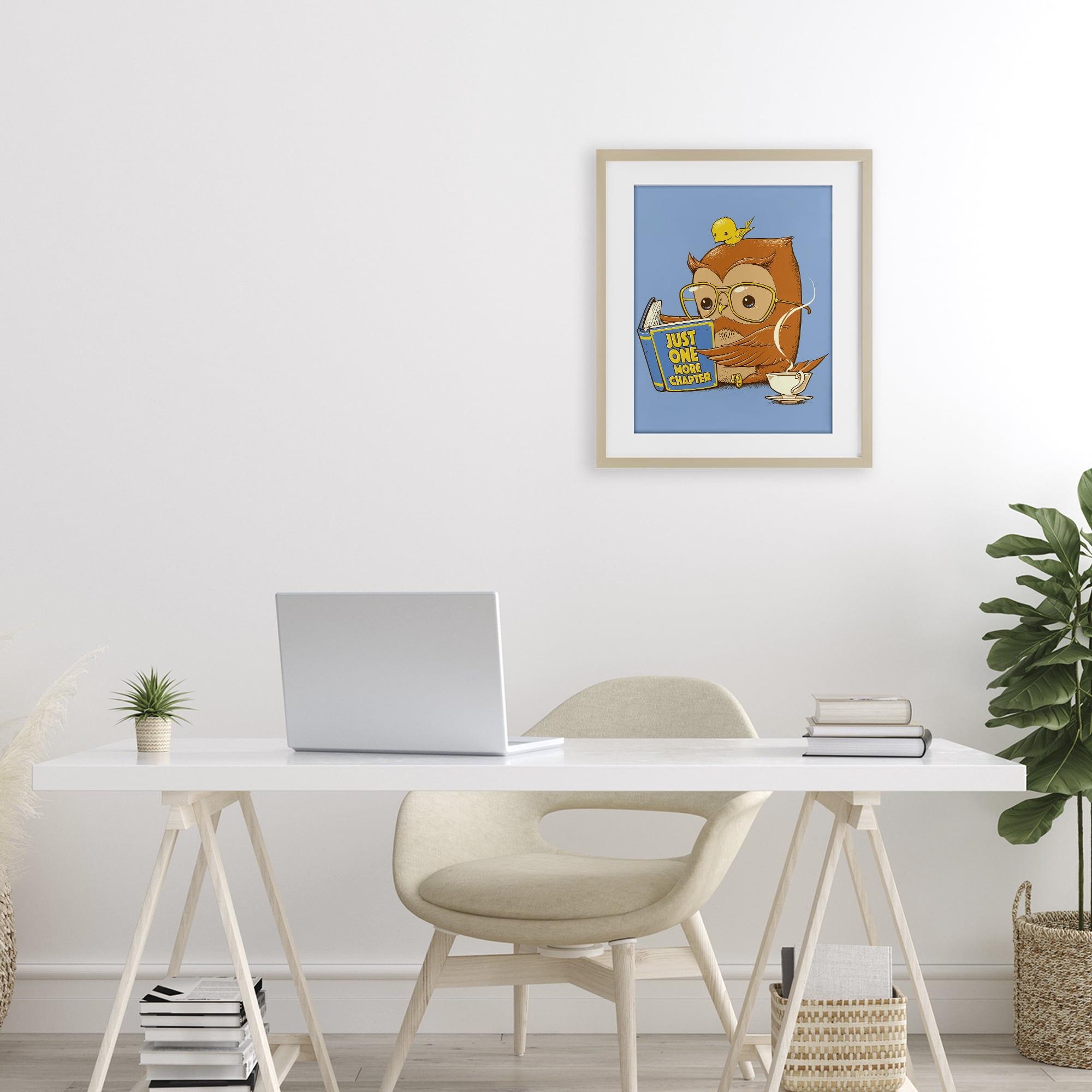 Stupell Industries One More Chapter Owl Birch Framed Print Under Glass, design by Tobe Fonseca