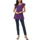 thumbnail image 2 of INSPIRAR CHIC Blusas de Mujer T Shirt con Volantes de Manga Corta Fluidas Ocultan Barriga Top Babydoll V Cuello S Púrpura, 2 of 5