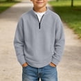 thumbnail image 7 of Cethrio Boys Half Zip Sweatshirts Size 10-12, Waffle Knit Long Sleeve Casual Pullover Boys Fall Tops Gray, 7 of 7