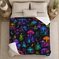 thumbnail image 5 of Mystical Mushroom Forest Fantasy Neon Glow, Mystical Woodland Scene, Warm Flannel Blanket for Cabin and Lodge, Garden Lovers Housewarming Gift, Fantasy Home Decor, 5 of 9