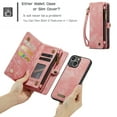 thumbnail image 6 of Dteck Detachable Wallet Case for iPhone 15 Plus,Multi-Functional Premium PU Leather Zipper Purse Cover Shockproof Rubber Card Slots & Removable Magnetic Case with Strap,Pink, 6 of 6