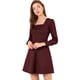 thumbnail image 1 of Vestido A Cuadros De Manga Larga Con Cuello Cuadrado Vintage De Otoño Para Mujer Oro rojo XL, 1 of 6