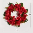 thumbnail image 5 of SAFAVIEH Faux 24 Inch Amaryllis & Magnolia Leaf Wreath, Red/Green, 5 of 6
