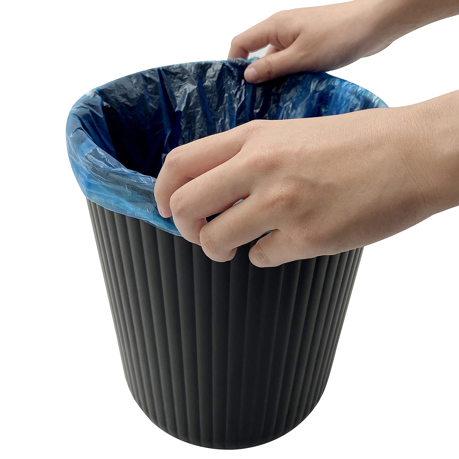 Mainstays Ribbed Plastic Trash Can, 1.64 Gallon, Black