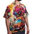 thumbnail image 2 of Mind car Men's Short Sleeve Poplin Button Down Hawaiian Printed Summer Beach Shirt, Unisex, 2 of 6