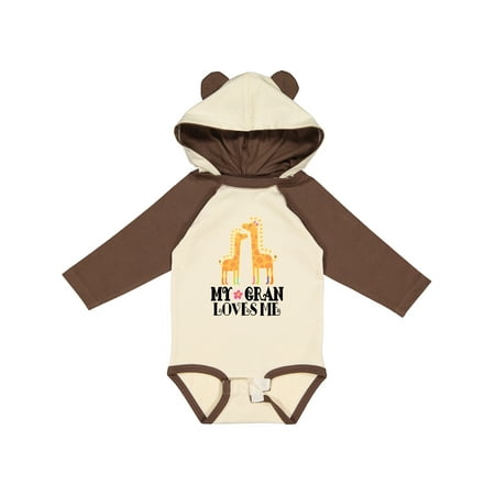 

Inktastic My Gran Loves Me Giraffe Girls Long Sleeve Baby Bodysuit
