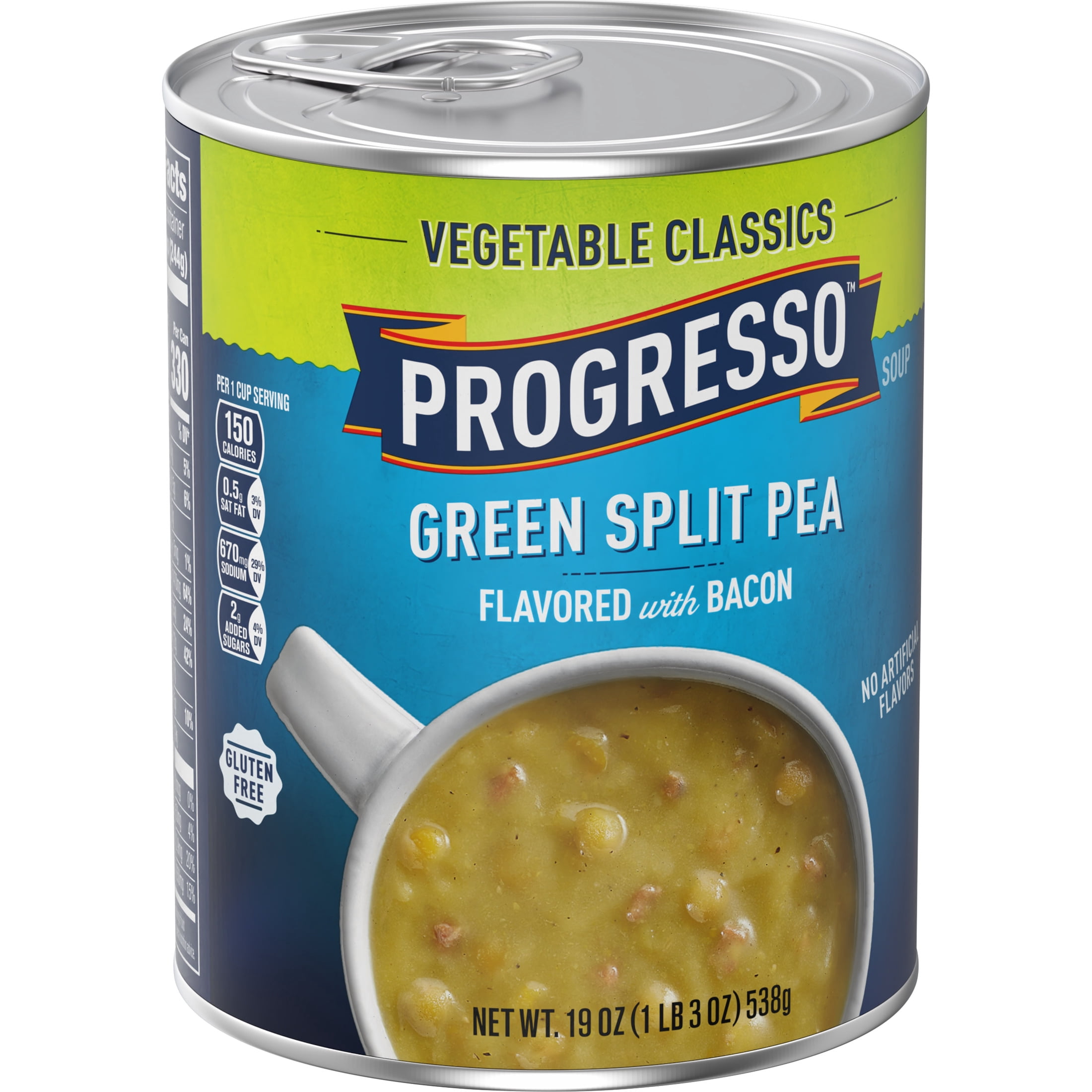 Progresso Green Split Pea Soup, Vegetable Classics Canned Soup, Gluten Free, 19 oz