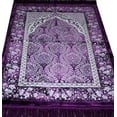 thumbnail image 4 of Modefa Turkish Islamic Ipek Floral Plush Velvet Prayer Rug Janamaz Sajjadah Namaz Seccade with Prayer Cap - Purple, 4 of 5