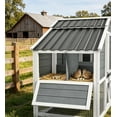 thumbnail image 2 of Weatherproof Wooden 2-Tier Quail Coop with 4 Laying Boxes, Predatorproof Outdoor Quail Cage with Openable Rest Panels, for 8-12 Quails, Gray, 2 of 9
