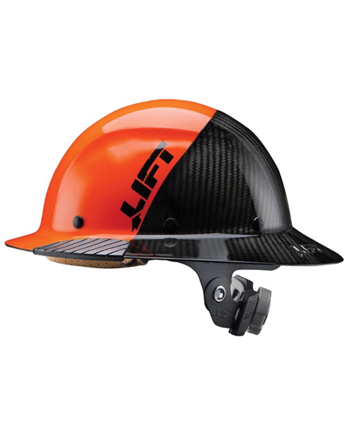 Lift Safety HDF50C-190C Dax Fifty 50 Full Brim Carbon Fiber Hardhat, Orange