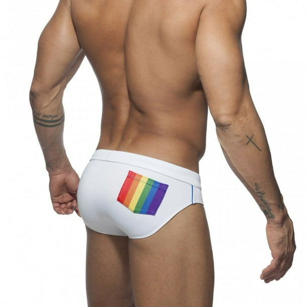 Traje de bano Hombre Natacion Estampado de arco iris Cintura baja Sexy Banadores Hombre Traje de bano Calzoncillos Ropa interior gay Ropa de playa Pantalones cortos de bano Dengxun unisex Walmart