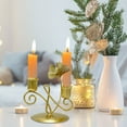 thumbnail image 4 of 2PC European Romance Iron Fireplace Candelabra Candle Holder, 2 Arm Pillar Candle Holder Set, Shabby Chic Table Centerpieces for Home Christmas Valentine's Day Black&Gold, 4 of 9