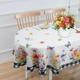 thumbnail image 2 of Spring Tablecloth Oval 60x120 Inch, Summer Outdoor Floral Tablecloth Watercolor Flower Bouquet Buffalo Plaid Table Cloth Decor for Dinner Party Picnic, 2 of 6
