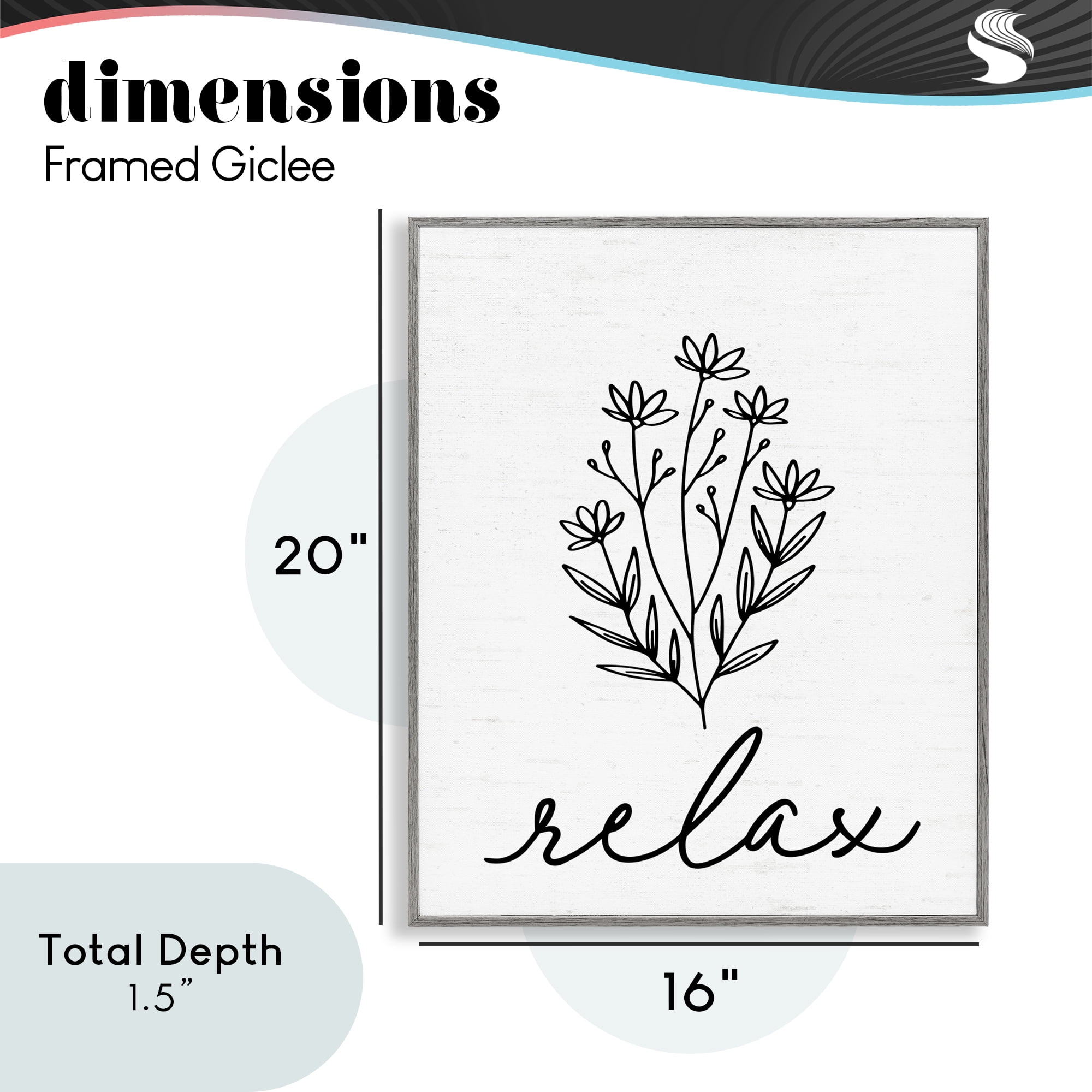 Bathroom Herb Relax Gray Framed Giclee Art, design by Lettered and Lined