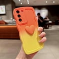 thumbnail image 2 of for Samsung Galaxy S22+ Plus Case, Cute Kawaii 3D Love Heart Gradient Color Curly Wave Frame Camera Lens Cover Shockproof Soft Silicone S22 Plus Phone Case 6.6" for Women (Orange Yellow), 2 of 10