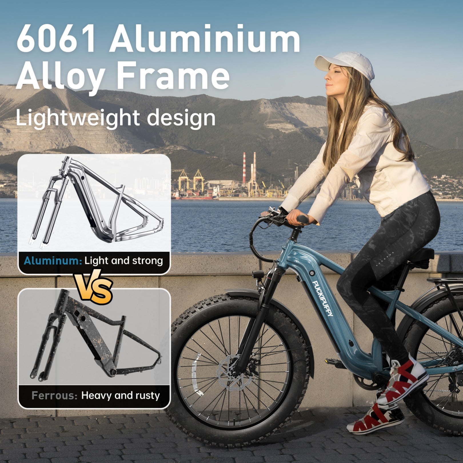 PUCKIPUPPY Electric Bikes for Adults 26" Fat Tire E Bike 28 mph 60Mile Max Range 960W Peak Ebike 48V 15AH Battery Front Suspension off Road Mountain E Bike (Metallic Gray), Comply with UL2849 by SGS