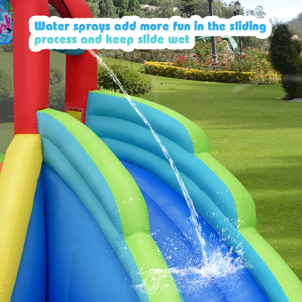 Aimee Lii Kids Inflatable Water Slide Bounce House with Carrying Bag without Blower, Playhouse for Kids Outdoor