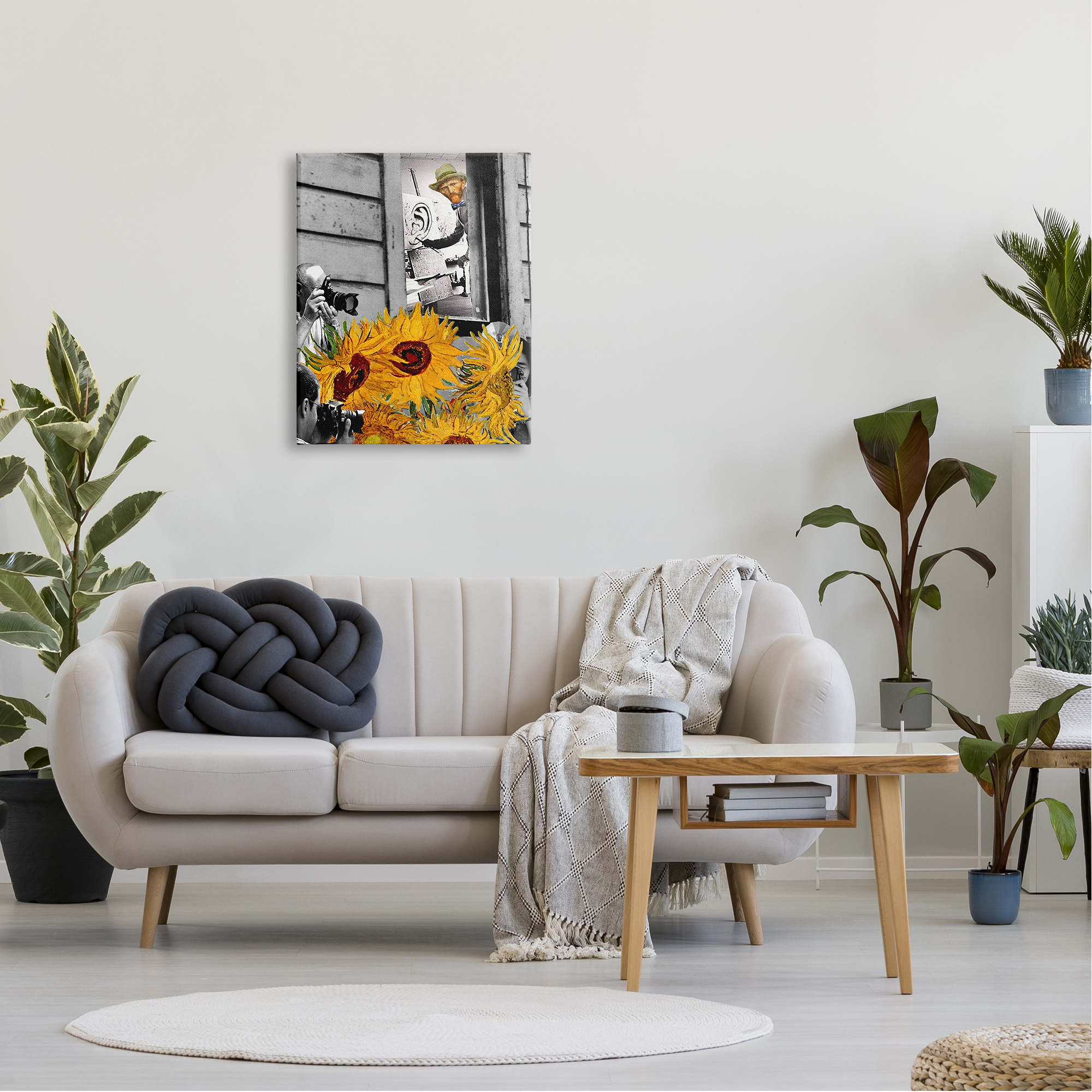 Classic Van Gogh Sunflowers & Paparazzi Collage Painting Botanical & Floral Graphic Art Gallery-Wrapped Canvas Print Wall Art