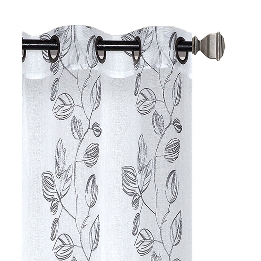 2 Pack, Regal Home Collections Arbor Embroidered Sheer Grommet Curtain