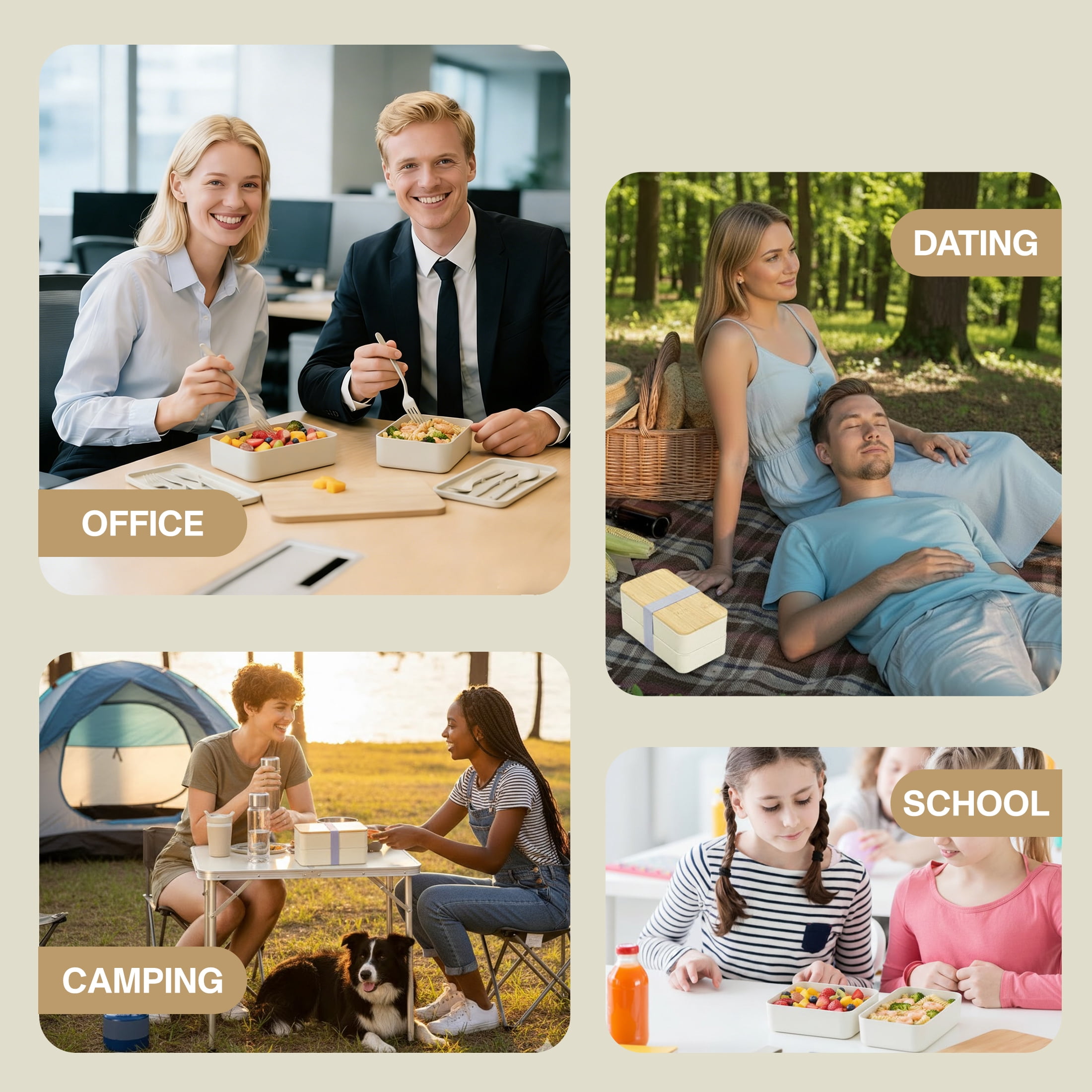 Adult Bento Box, Stackable Bento Lunch Boxes with Utensil, Portable Food Container, Leak-Proof Lunch Boxes for Adults & Teens, BPA-Free